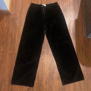 Black ribbed, corduroy, wide, leg pants